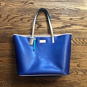Coach Crossgrain Leather Metro Tote Navy&Turquoise